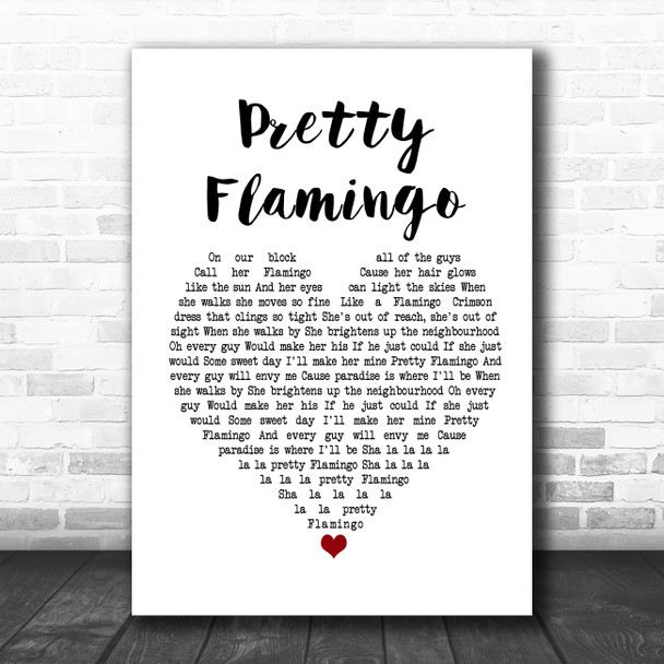 Manfred Mann Pretty Flamingo White Heart Song Lyric Poster Print