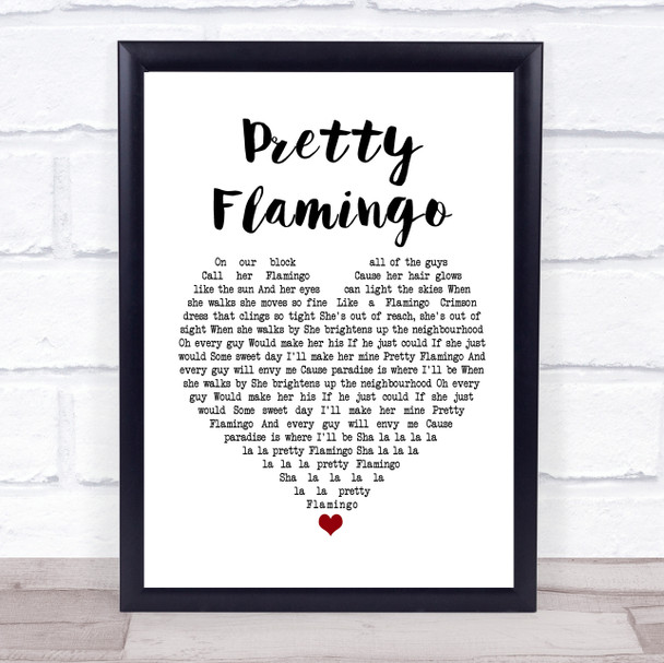Manfred Mann Pretty Flamingo White Heart Song Lyric Poster Print