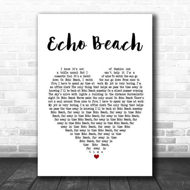 Martha & The Muffins Echo Beach White Heart Song Lyric Poster Print