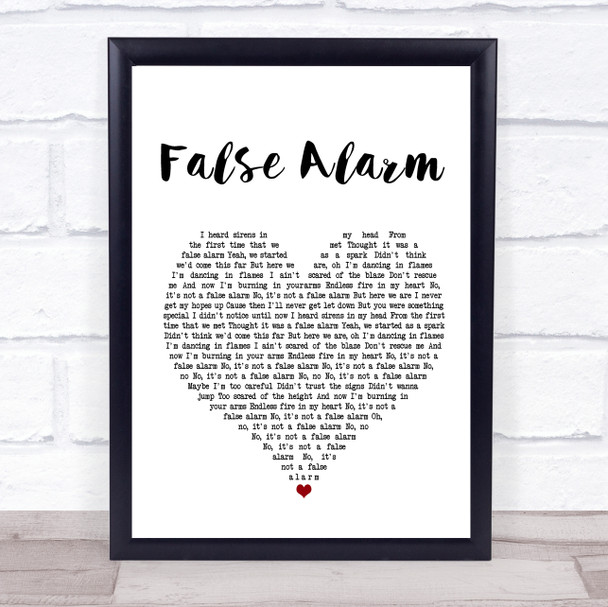 Matoma False Alarm White Heart Song Lyric Poster Print