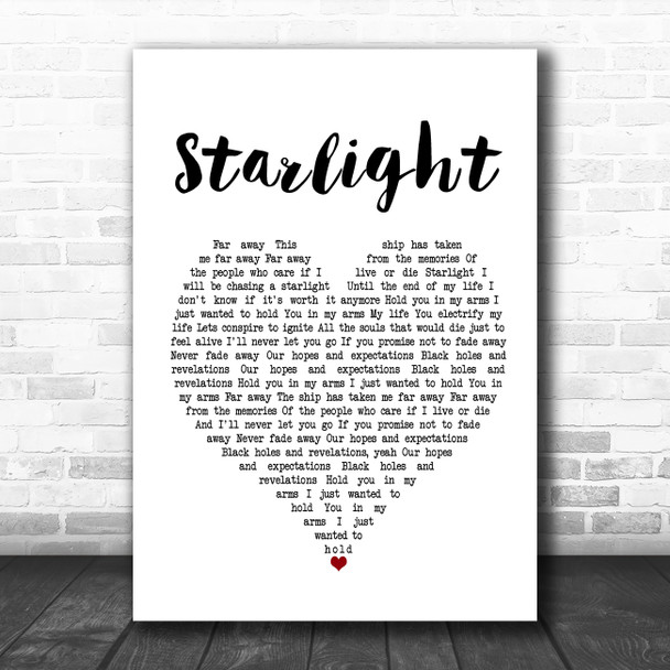 Muse Starlight White Heart Song Lyric Poster Print