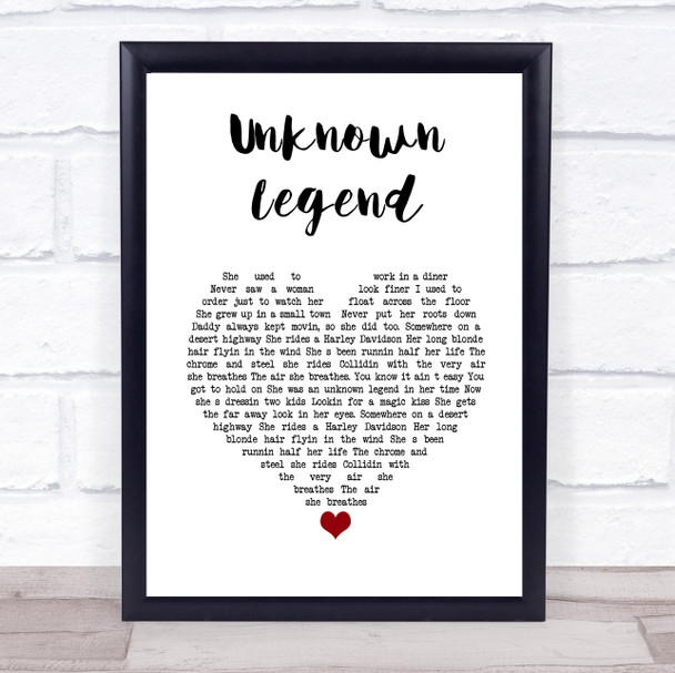 Neil Young Unknown Legend White Heart Song Lyric Poster Print