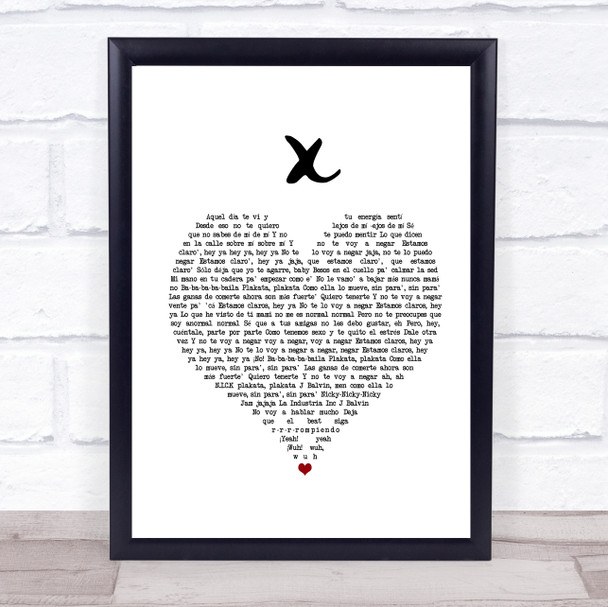 Nicky Jam x J Balvin X White Heart Song Lyric Poster Print