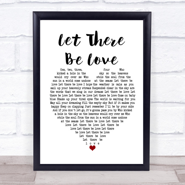 Oasis Let There Be Love White Heart Song Lyric Poster Print