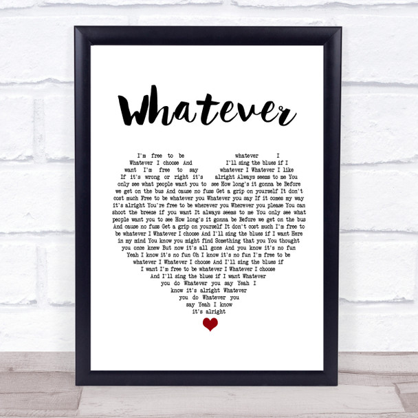 Oasis Whatever White Heart Song Lyric Poster Print