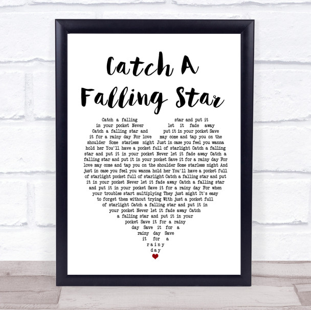 Perry Como Catch A Falling Star White Heart Song Lyric Poster Print