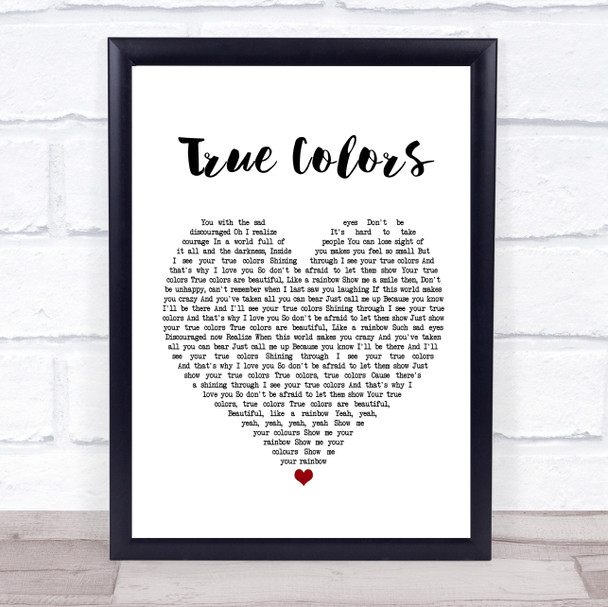 Phil Collins True Colors White Heart Song Lyric Poster Print