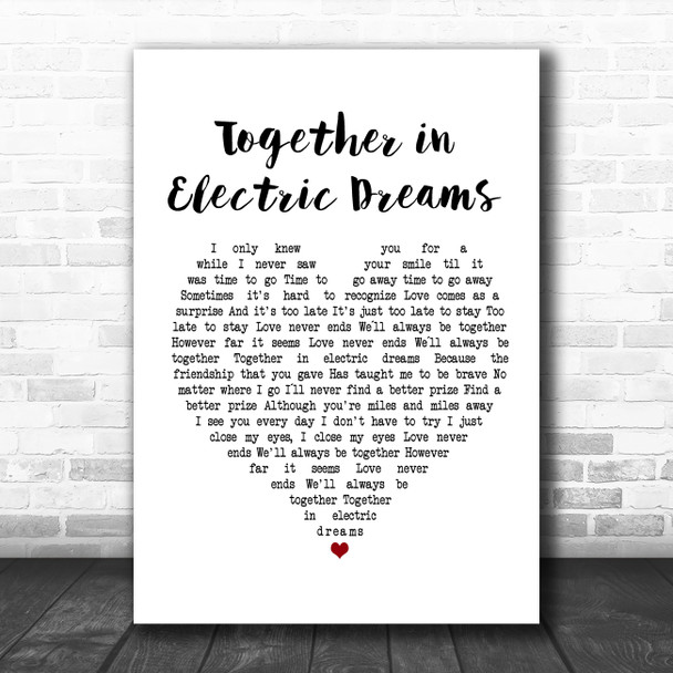 Philip Oakey & Giorgio Moroder Together in Electric Dreams White Heart Song Lyric Poster Print