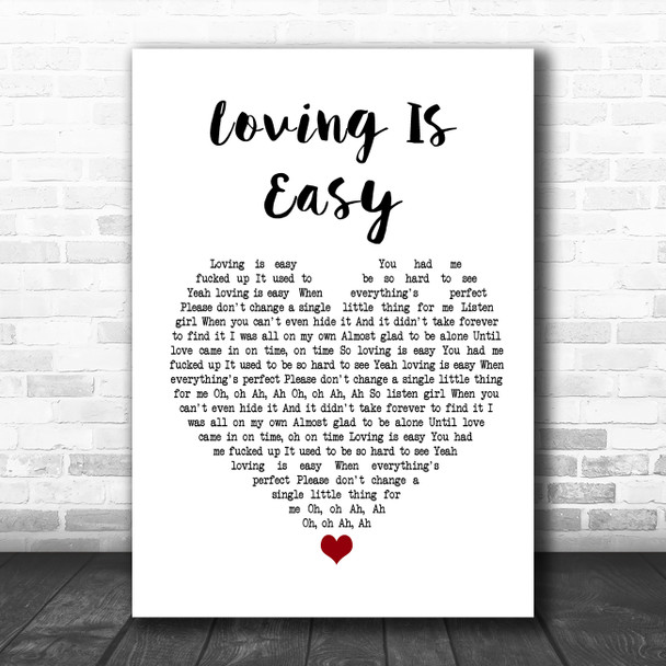 Rex Orange County Loving Is Easy White Heart Song Lyric Poster Print