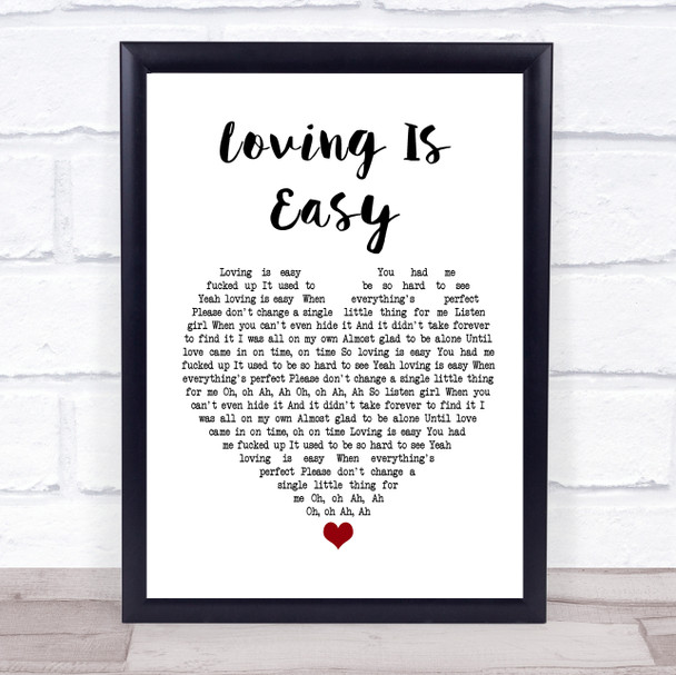 Rex Orange County Loving Is Easy White Heart Song Lyric Poster Print