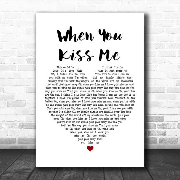 Shania Twain When You Kiss Me White Heart Song Lyric Poster Print