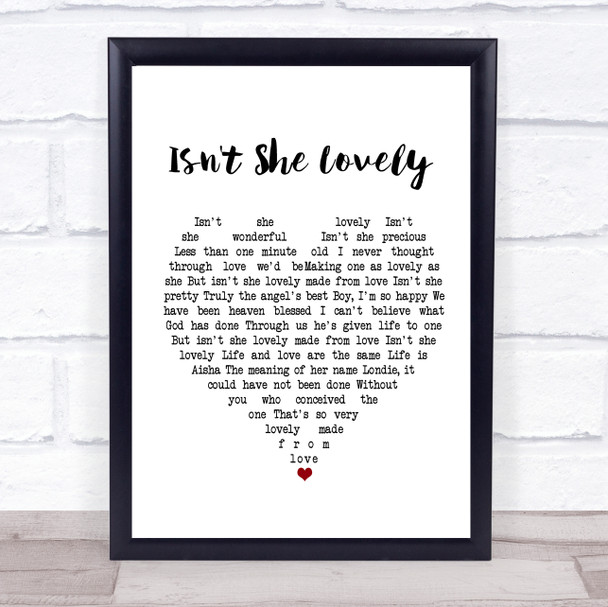 Stevie Wonder Isn't She Lovely White Heart Song Lyric Poster Print