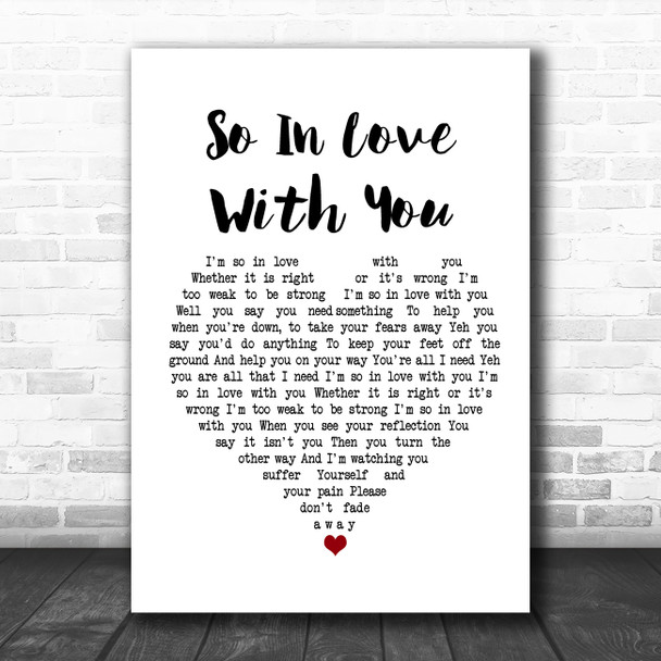 Texas So In Love With You White Heart Song Lyric Poster Print