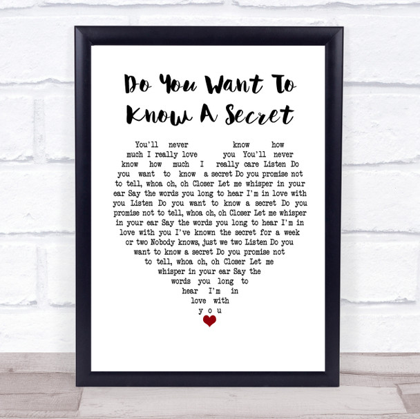 The Beatles Do You Want To Know A Secret White Heart Song Lyric Poster Print