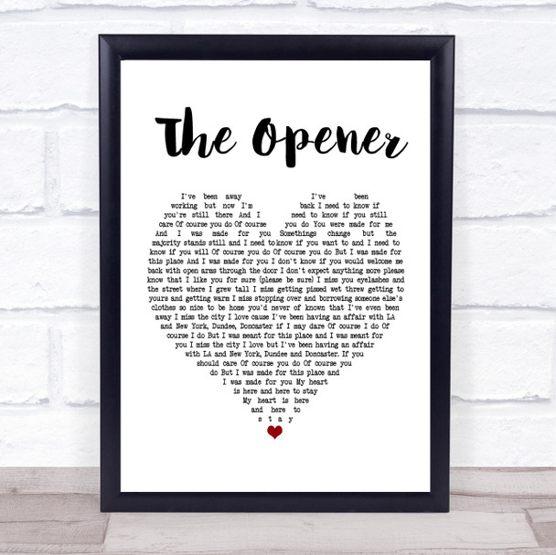 The Courteeners The Opener White Heart Song Lyric Poster Print