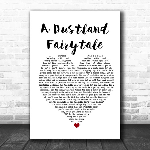 The Killers A Dustland Fairytale White Heart Song Lyric Poster Print