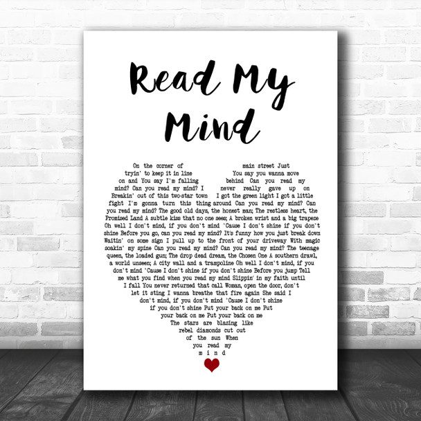 The Killers Read My Mind White Heart Song Lyric Poster Print