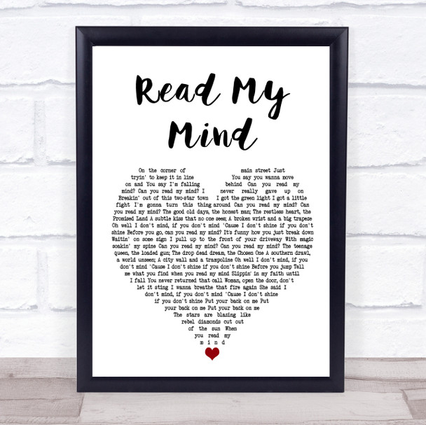 The Killers Read My Mind White Heart Song Lyric Poster Print