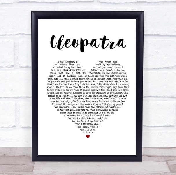 The Lumineers Cleopatra White Heart Song Lyric Poster Print