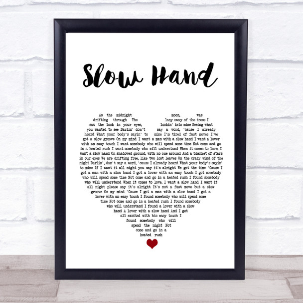 The Pointer Sisters Slow Hand White Heart Song Lyric Poster Print