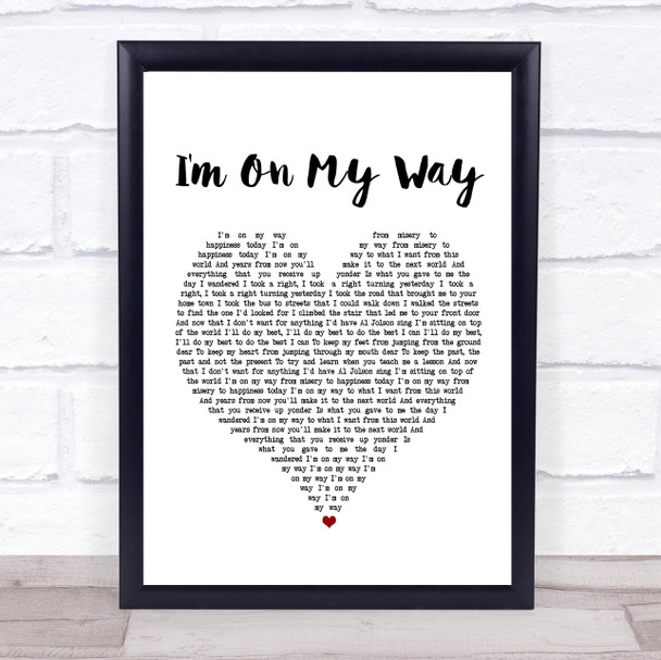 The Proclaimers I'm On My Way White Heart Song Lyric Poster Print