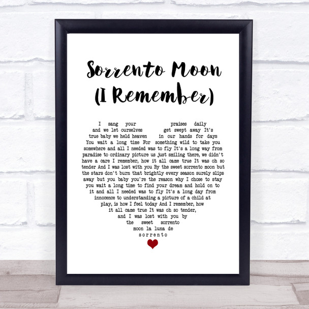 Tina Arena Sorrento Moon (I Remember) White Heart Song Lyric Poster Print