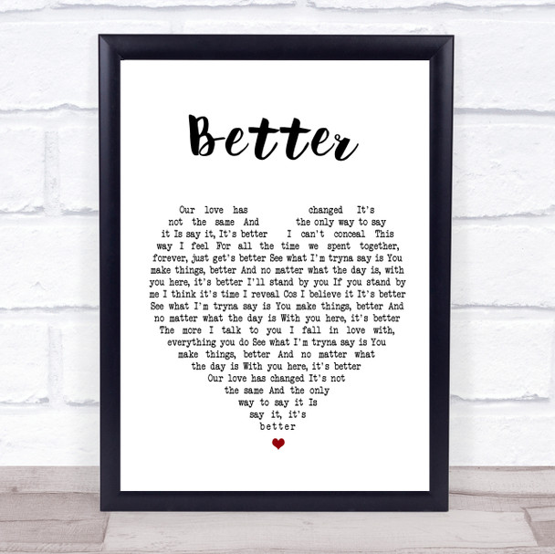 Tom Baxter Better White Heart Song Lyric Poster Print