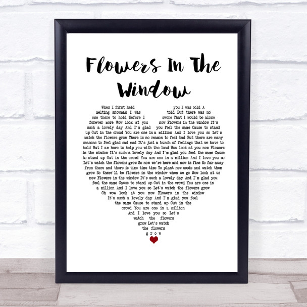 Travis Flowers In The Window White Heart Song Lyric Poster Print