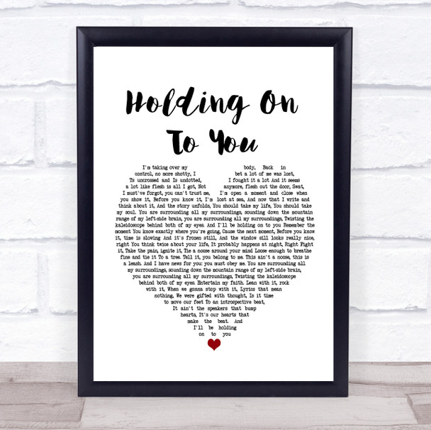 Twenty One Pilots Holding On To You White Heart Song Lyric Poster Print