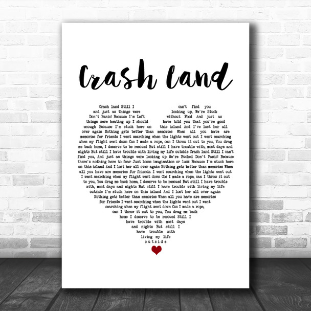 Twin Atlantic Crash Land White Heart Song Lyric Poster Print