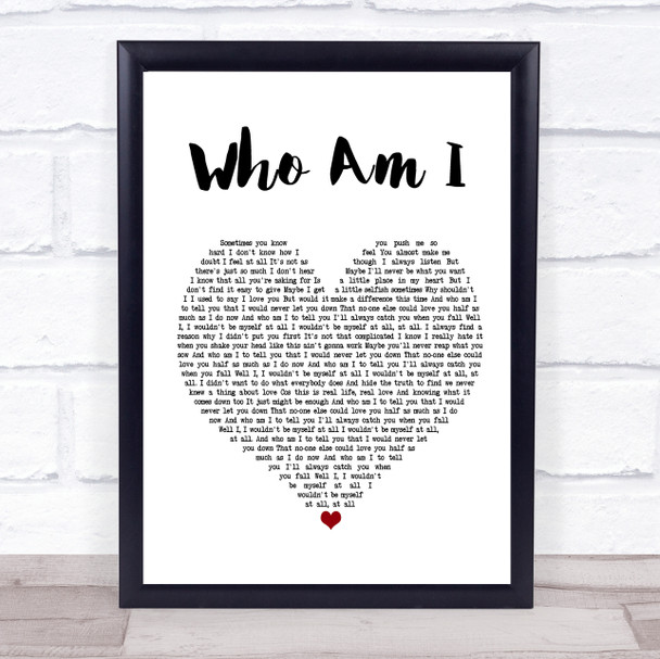 Will Young Who Am I White Heart Song Lyric Poster Print