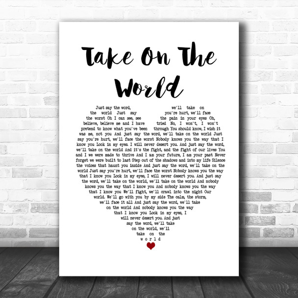 You Me At Six Take On The World White Heart Song Lyric Poster Print