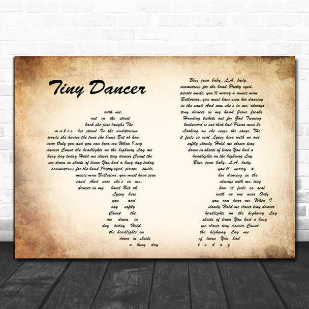 Elton John Tiny Dancer Man Lady Couple Song Lyric Poster Print