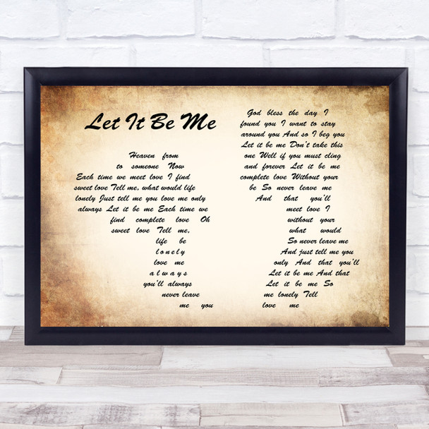 Elvis Presley Let It Be Me Man Lady Couple Song Lyric Poster Print