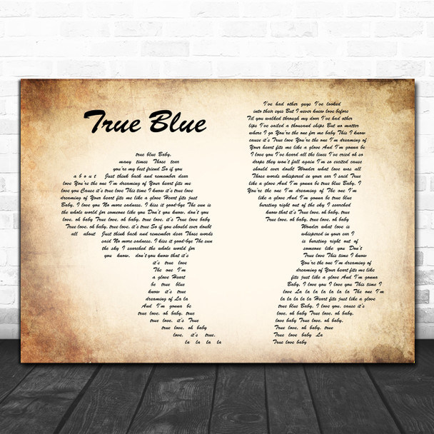 Madonna True Blue Man Lady Couple Song Lyric Poster Print