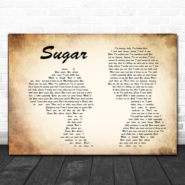 Maroon 5 Sugar Man Lady Couple Song Lyric Poster Print