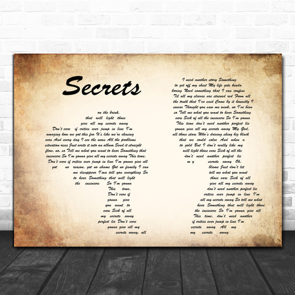OneRepublic Secrets Man Lady Couple Song Lyric Poster Print