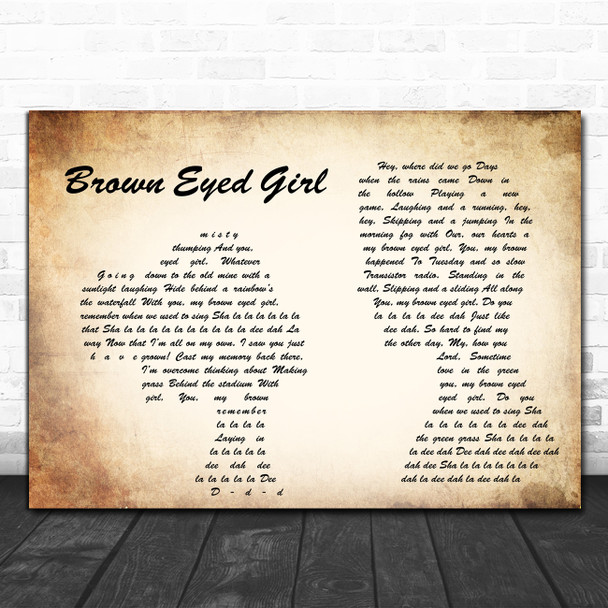 Van Morrison Brown Eyed Girl Man Lady Couple Song Lyric Poster Print