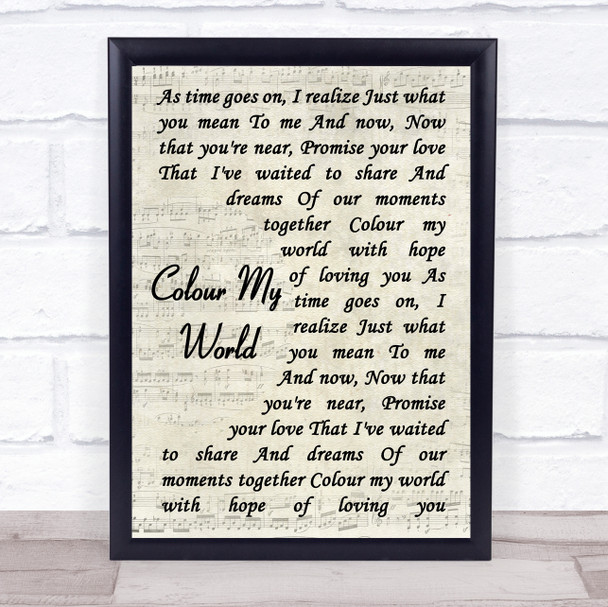 Chicago Colour My World Vintage Script Song Lyric Poster Print
