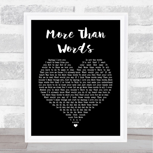 Extreme More Than Words Black Heart Song Lyric Music Wall Art Print