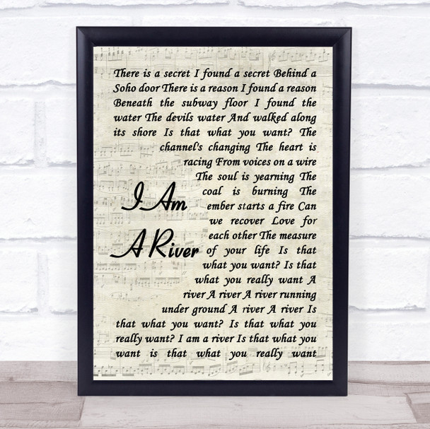 Foo Fighters I Am A River Vintage Script Song Lyric Poster Print
