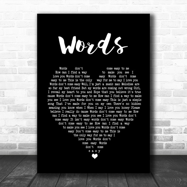 F.R. David Words Black Heart Song Lyric Music Wall Art Print