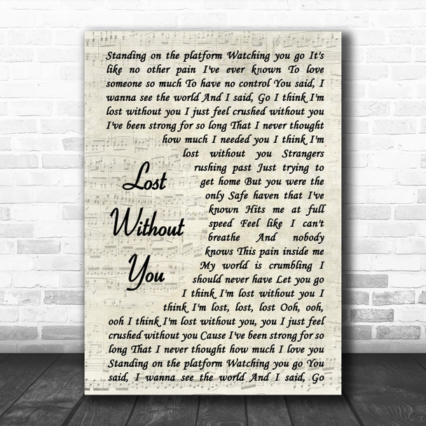 Freya Ridings Lost Without You Vintage Script Song Lyric Poster Print
