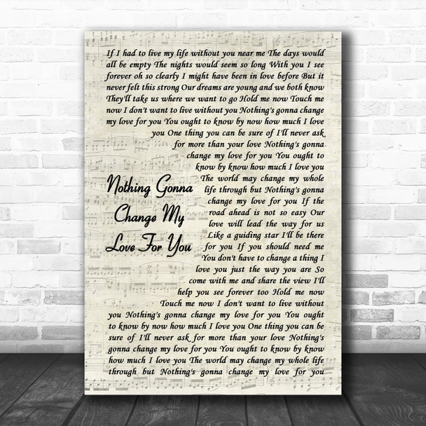 Glenn Mederios Nothing Gonna Change My Love For You Vintage Script Song Lyric Poster Print