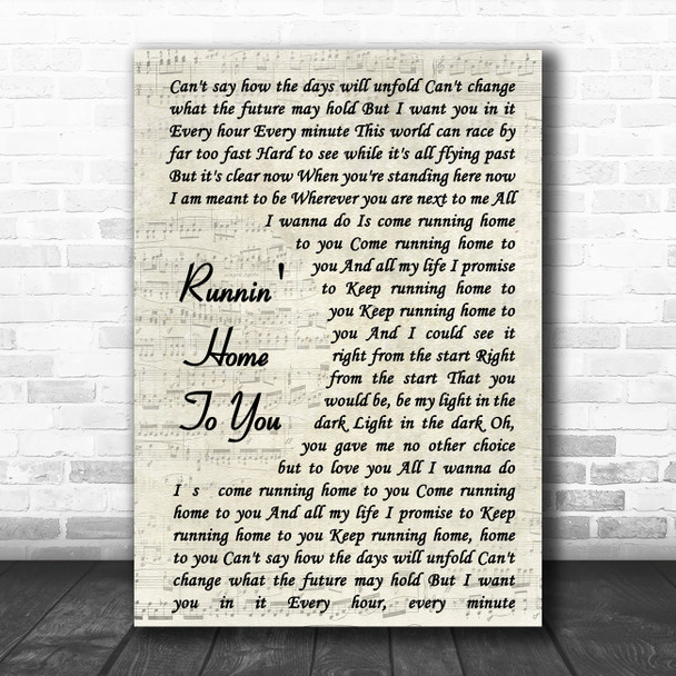 Grant Gustin Runnin' Home To You Vintage Script Song Lyric Poster Print