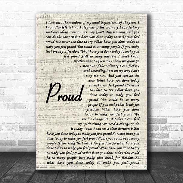 Heather Small Proud Vintage Script Song Lyric Poster Print