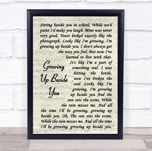 Paolo Nutini Growing Up Beside You Vintage Script Song Lyric Poster Print