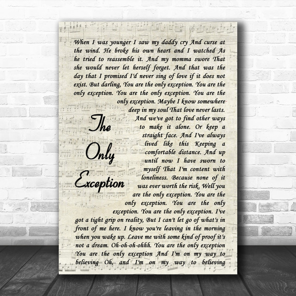Paramore The Only Exception Vintage Script Song Lyric Poster Print