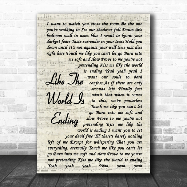 Richard Marx Like The World Is Ending Vintage Script Song Lyric Poster Print