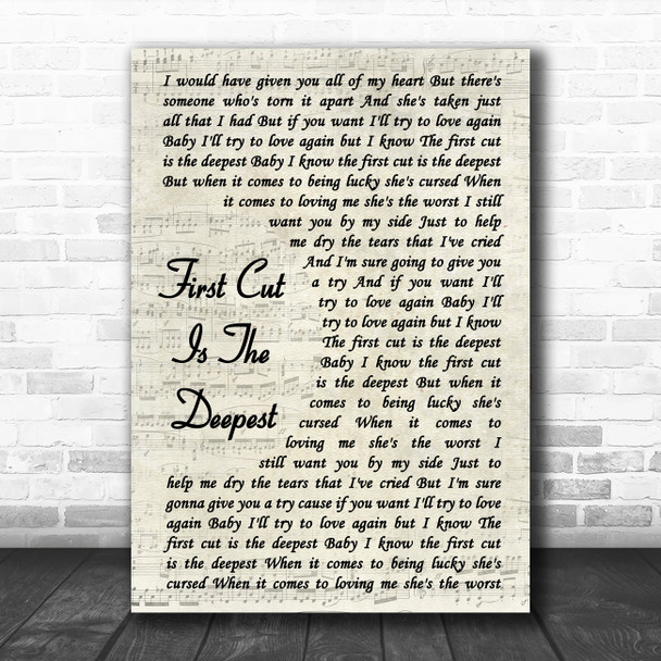 Rod Stewart The First Cut Is The Deepest Vintage Script Song Lyric Poster Print